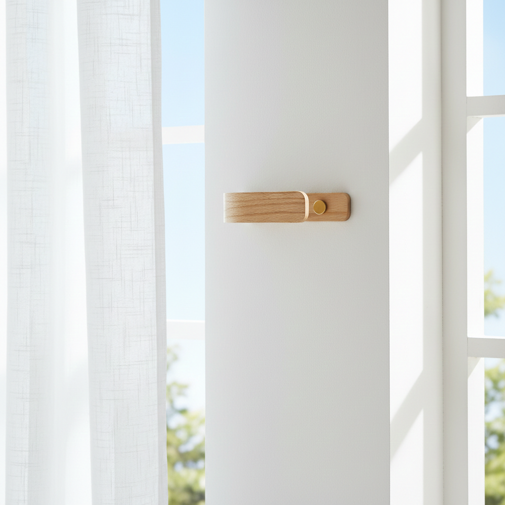 Retenues de rideaux en chêne Designer | Laiton | Un paquet de 2