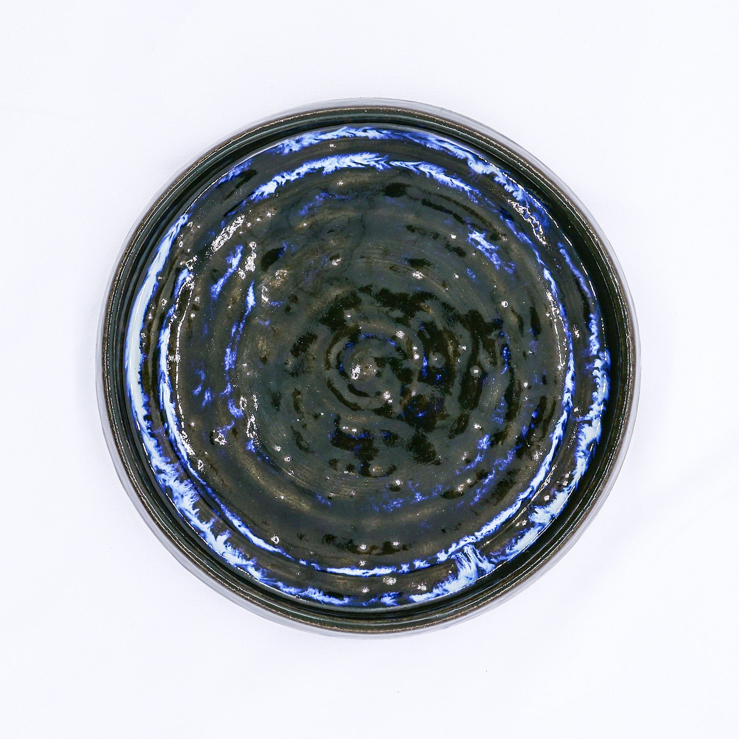 10 inch Midnight Cave Waters Handmade Smokey Grey Stoneware Large Ceramic Plate