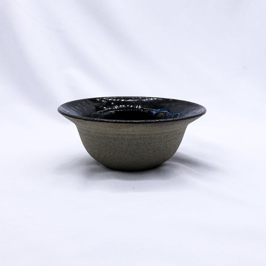 7,5' Midnight Aegean Surge Handmade Grey Stoneware Bowl