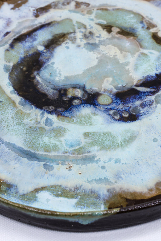 23 cm Coralight Smoked Grey Large Stoneware Handmade Ceramic Dinner Plate