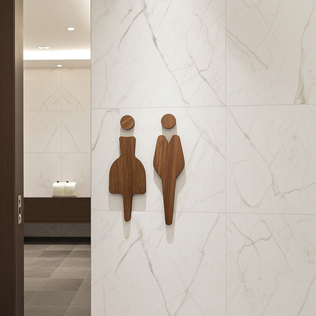 Male & Female Toilet Sign | American Black Walnut | Unisex Icons