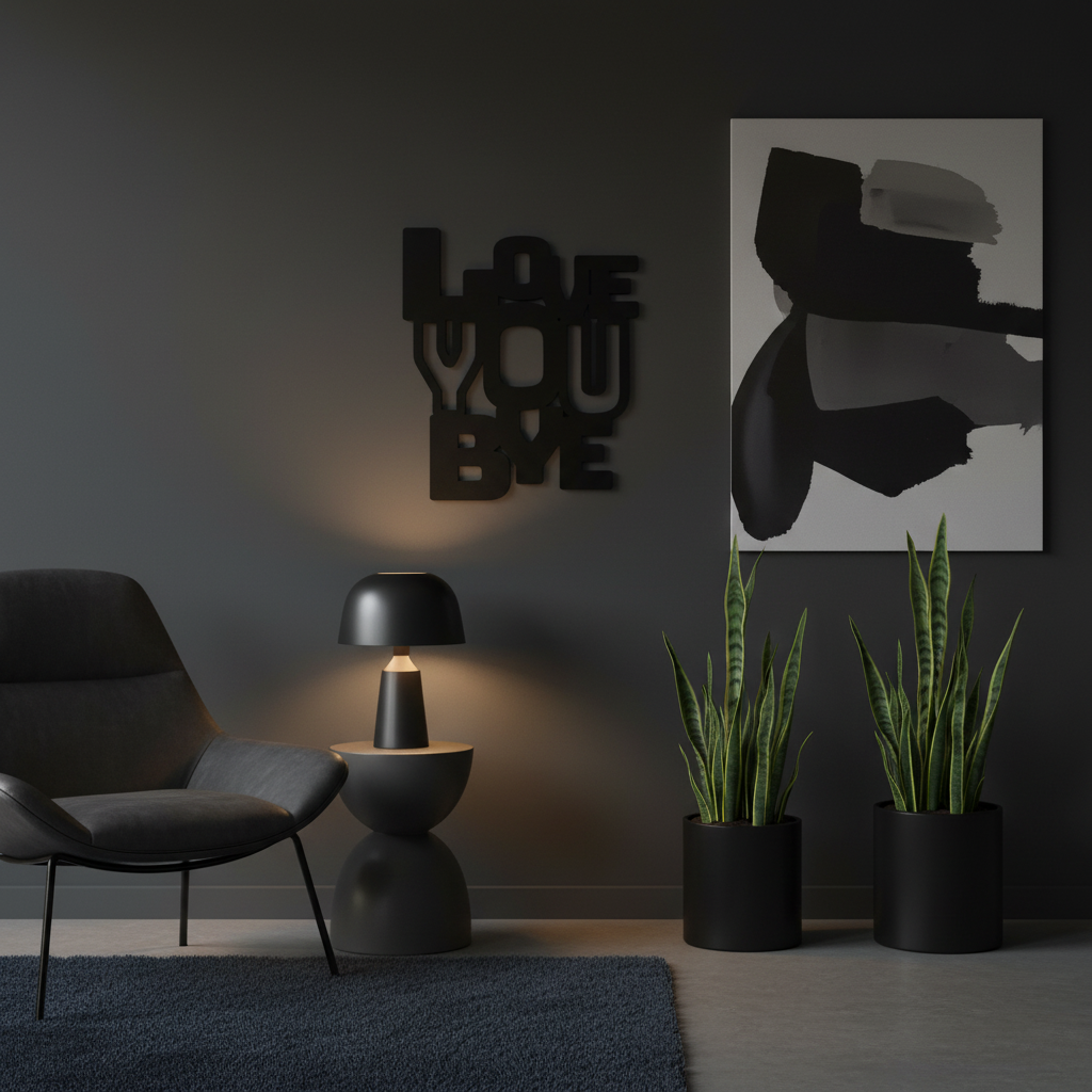 Dark wall moody interior
