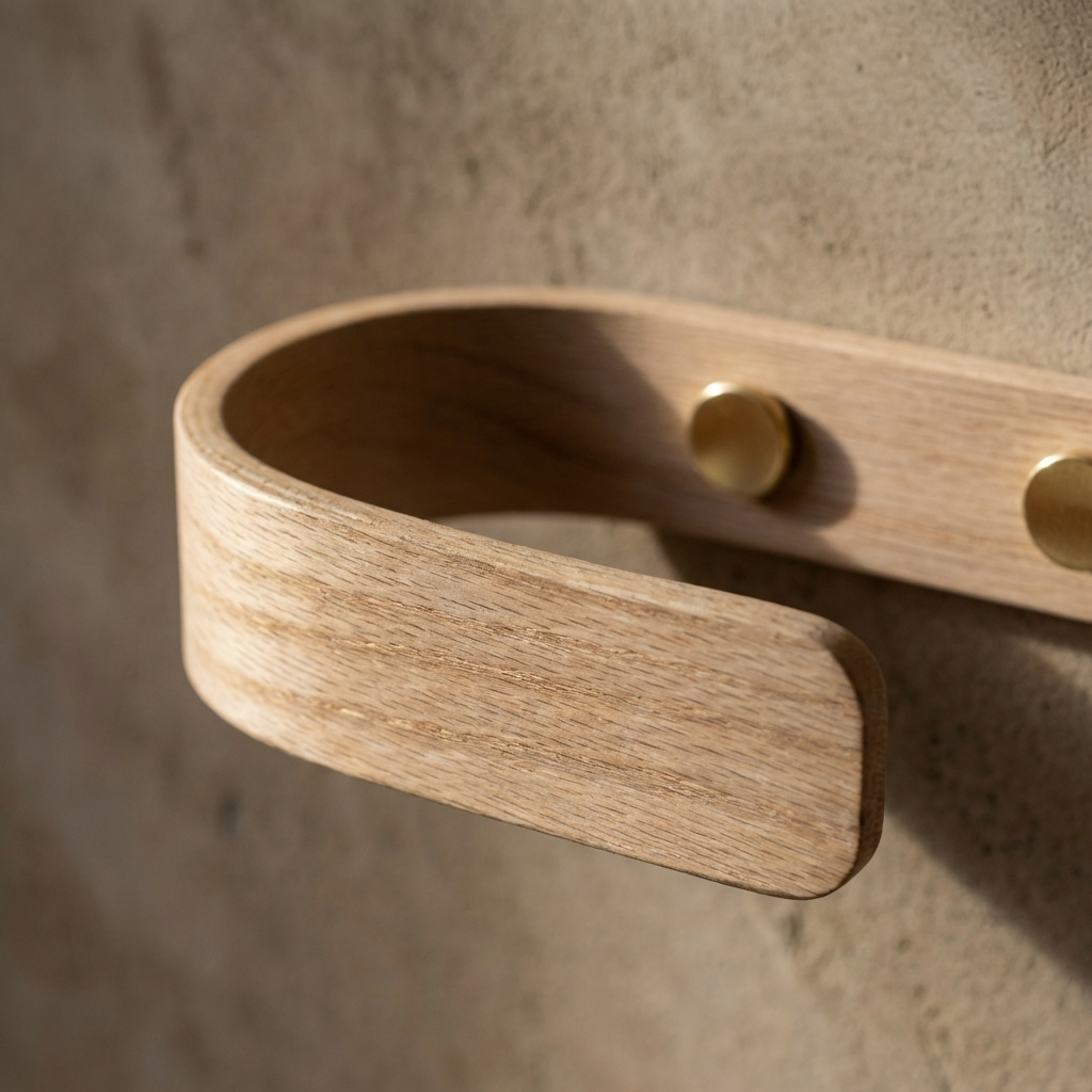 Retenues de rideaux en chêne Designer | Laiton | Un paquet de 2