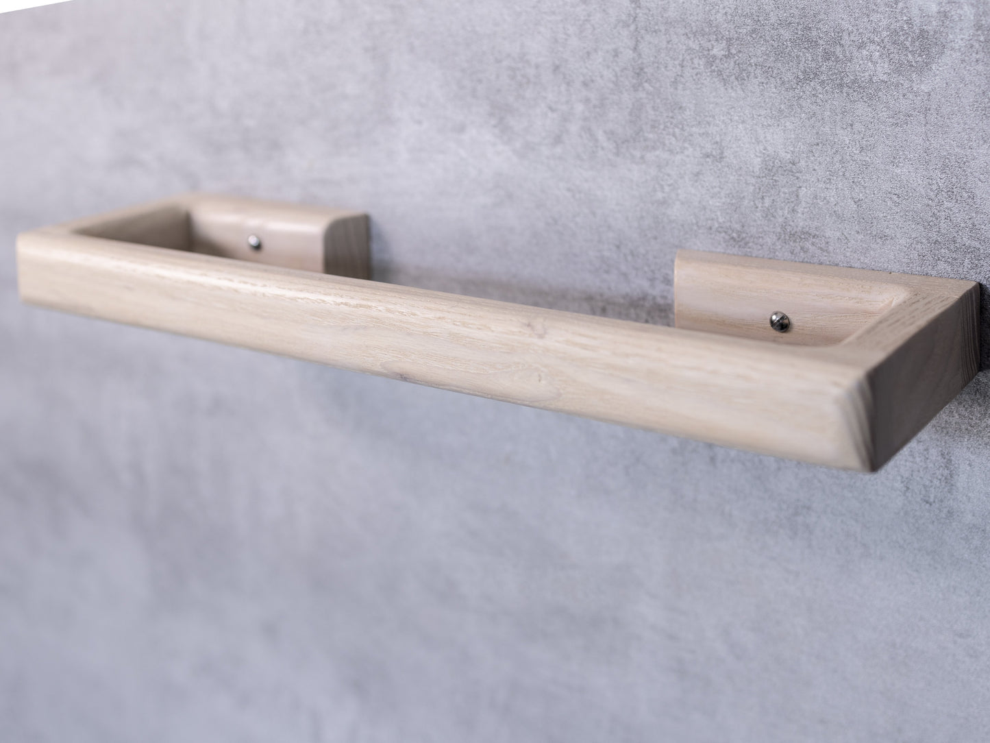 White designer towel rail, towel bar, towel rack made from solid oak by noir.design