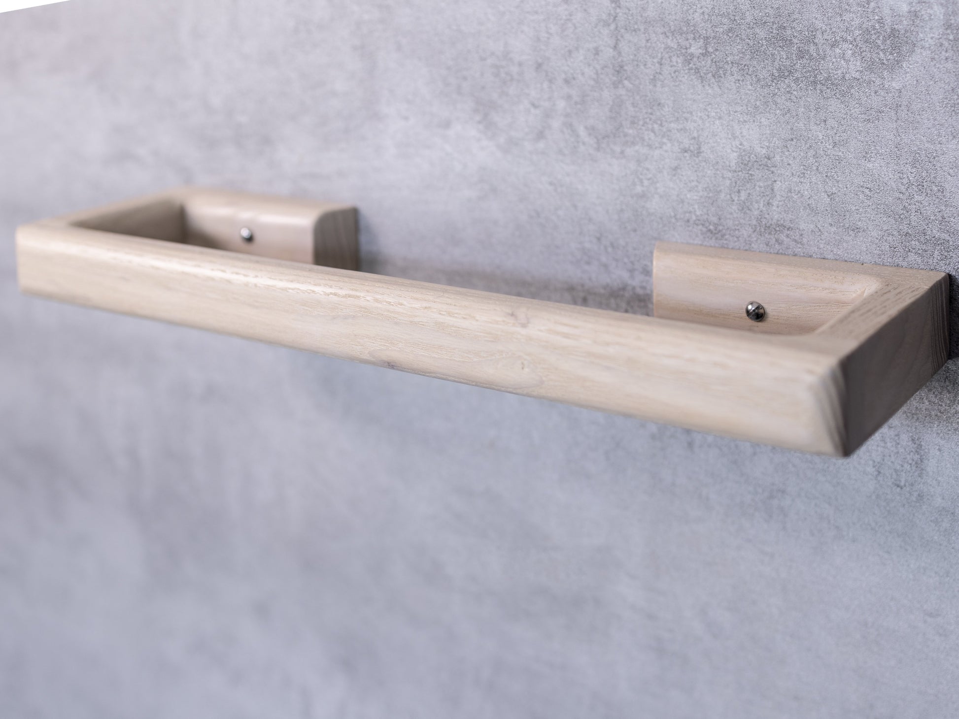 White designer towel rail, towel bar, towel rack made from solid oak by noir.design