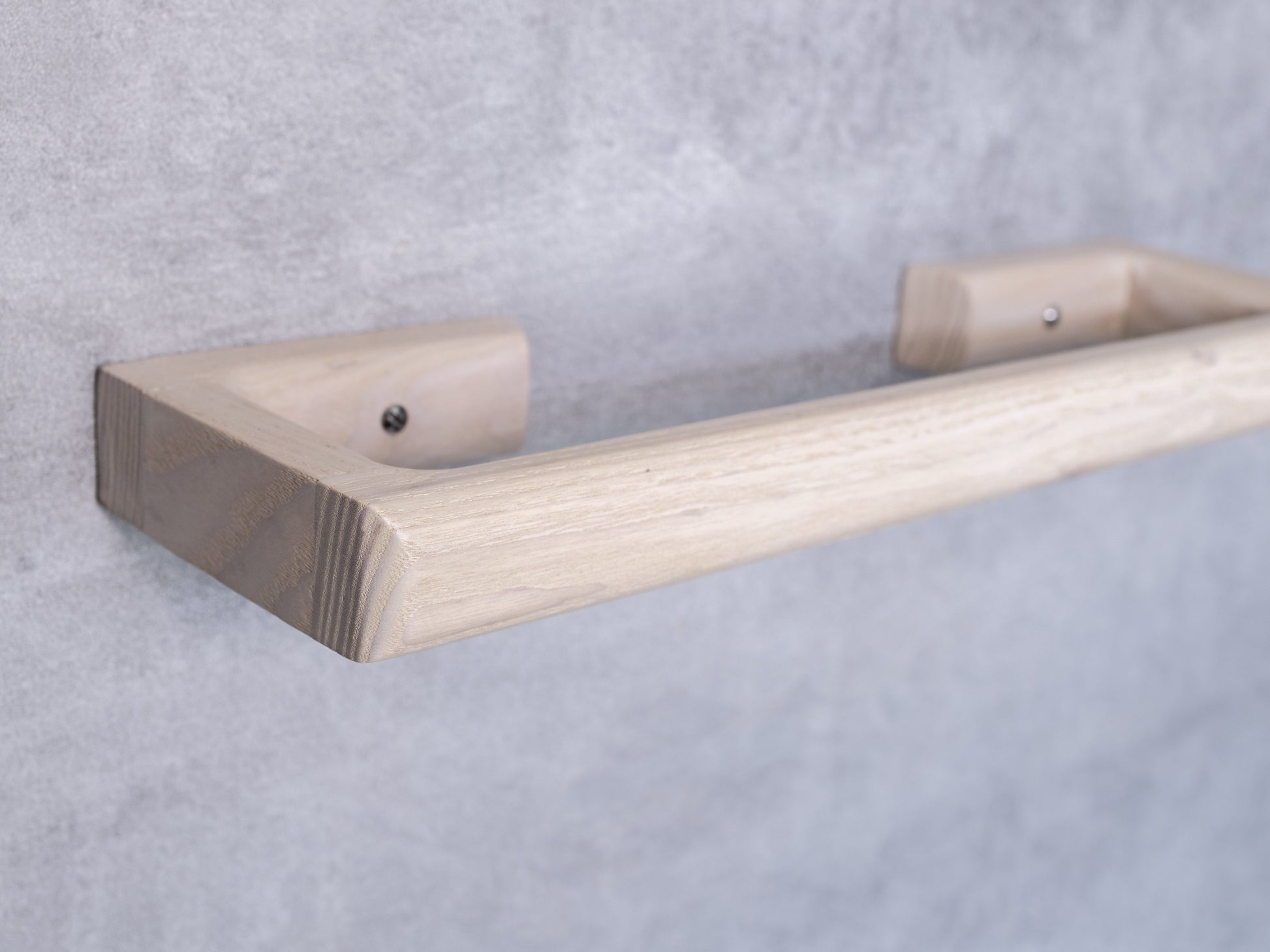 White designer towel rail, towel bar, towel rack made from solid oak by noir.design