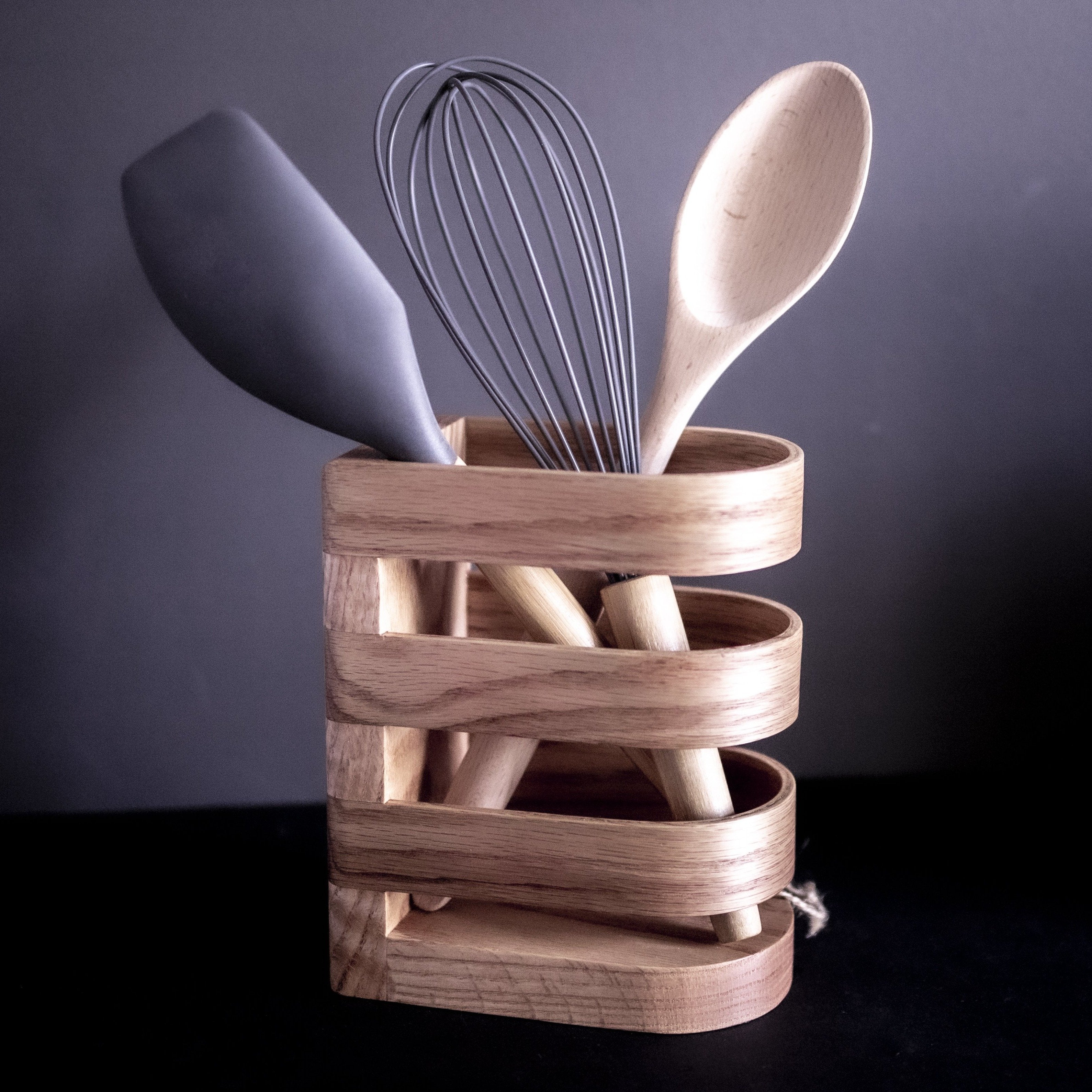 Porte-Pot Ustensiles de Cuisine Lux - Chêne
