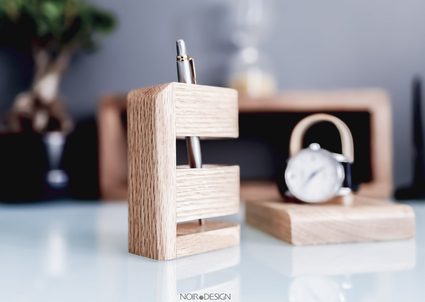 Suisse | Rangement pour pots à crayons de bureau de luxe - Chêne