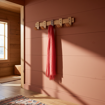 Porte-Manteau Design avec Rangement Clés Chêne et Noyer