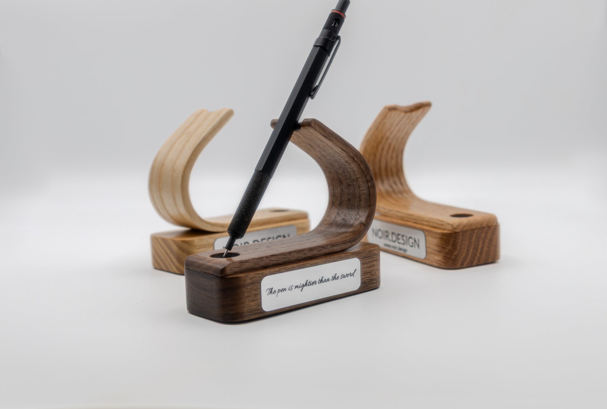 Corporate gift pen holder displayed on desk