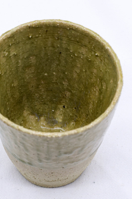 Beige Quadra Milled Stoneware Tall Handmade Ceramic Cup