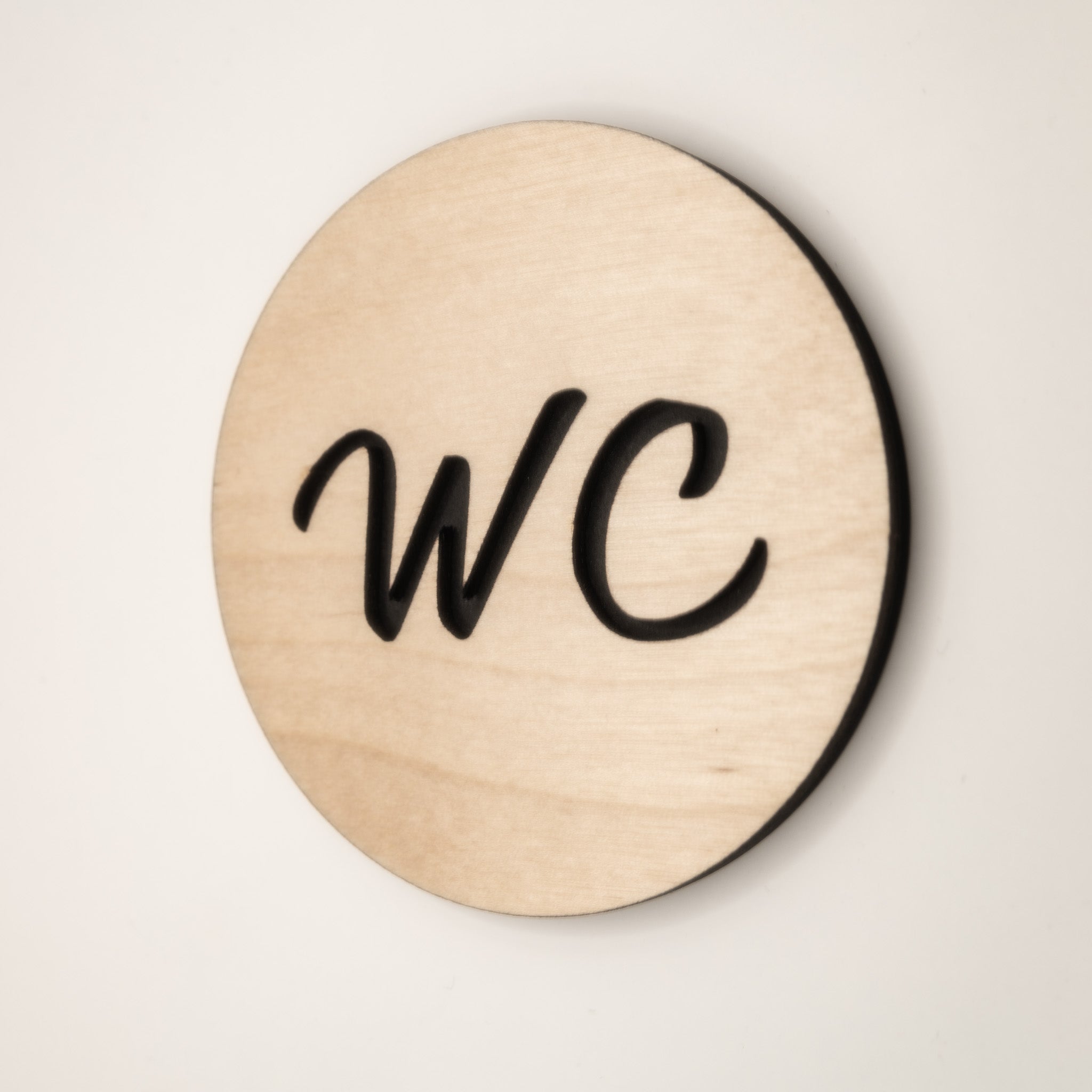 WC Sign | Birchwood & Black MDF | Unisex