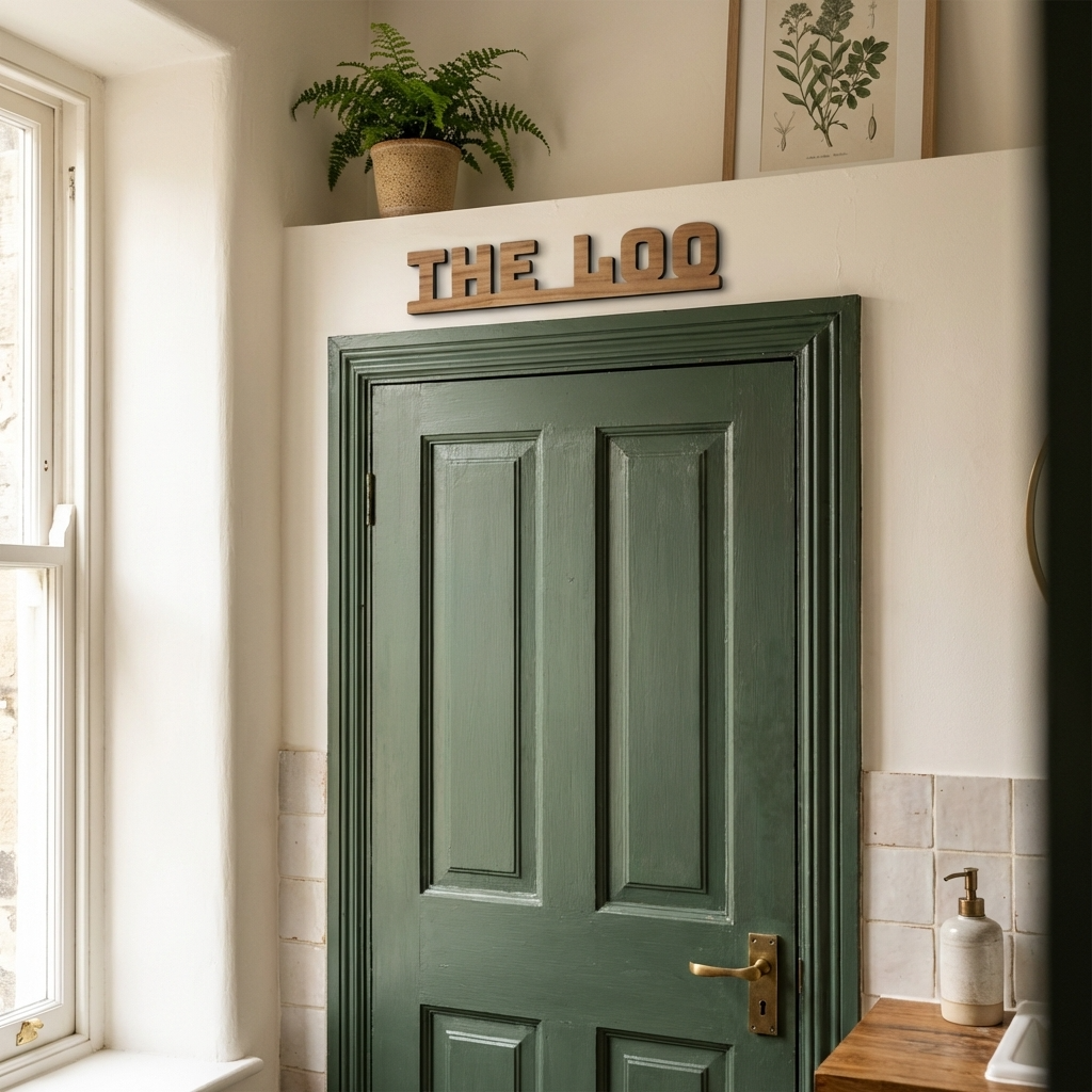 The Loo Sign | American Black Walnut | Wall & Door Topper