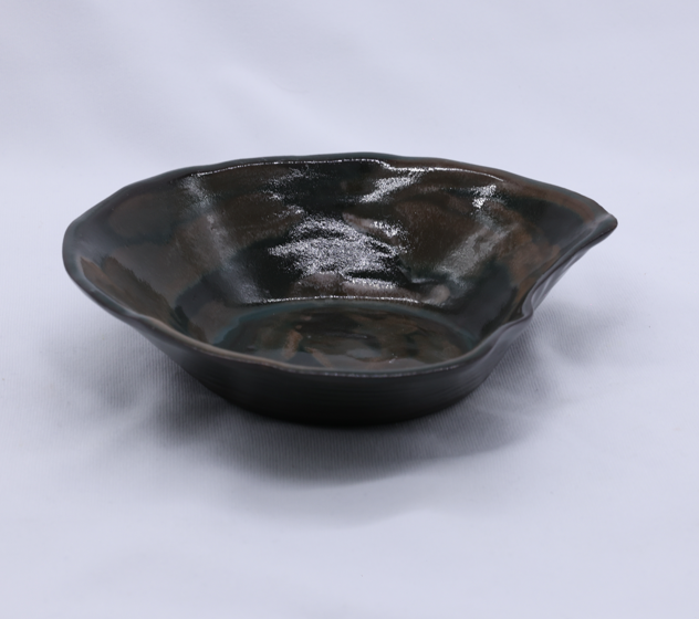 Cobalt Shadow Sea Lava Handmade Ceramic Stoneware Plate