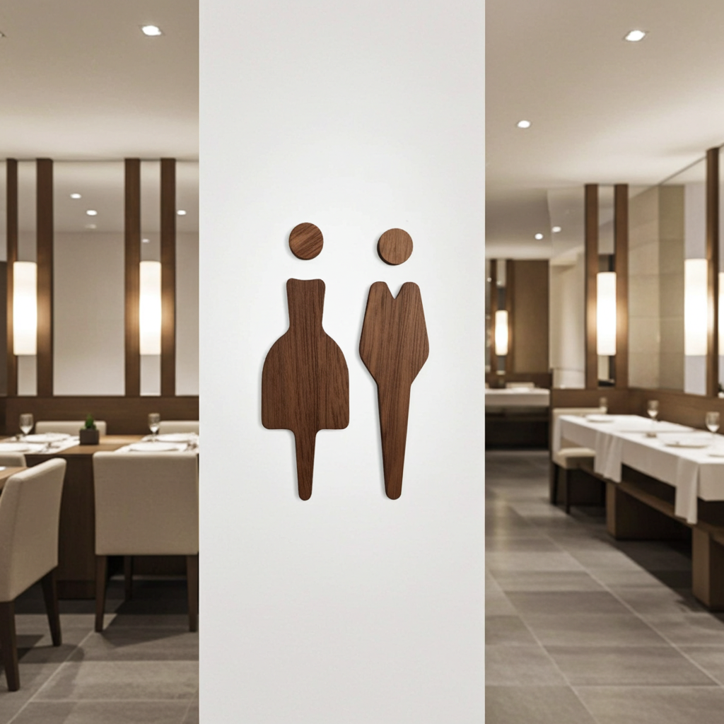 Male & Female Toilet Sign | American Black Walnut | Unisex Icons