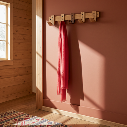 Porte-Manteau Design avec Rangement Clés Chêne et Noyer