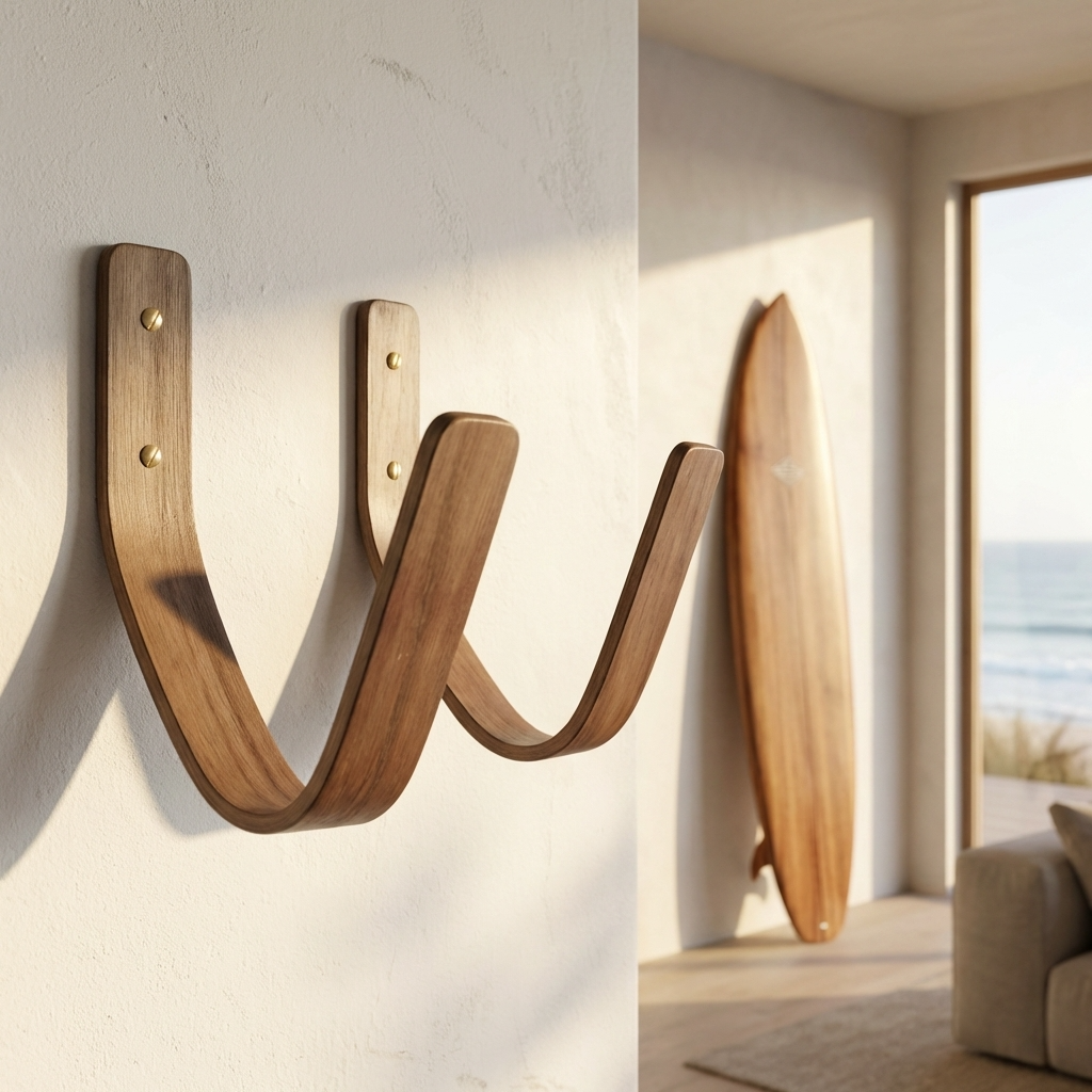 designer walnut surfboard wall rack modern surfboard storage display