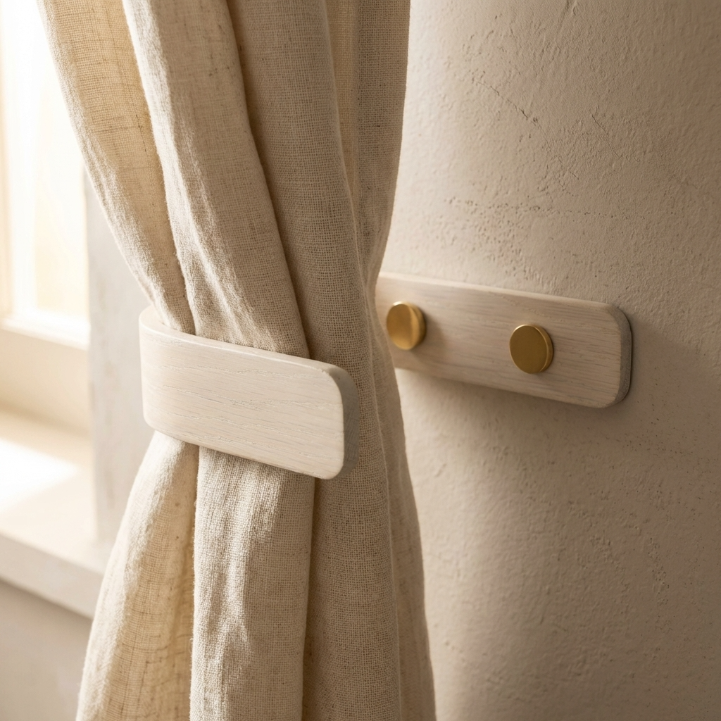 Retenues de rideaux blancs design | Noir | Un paquet de 2 