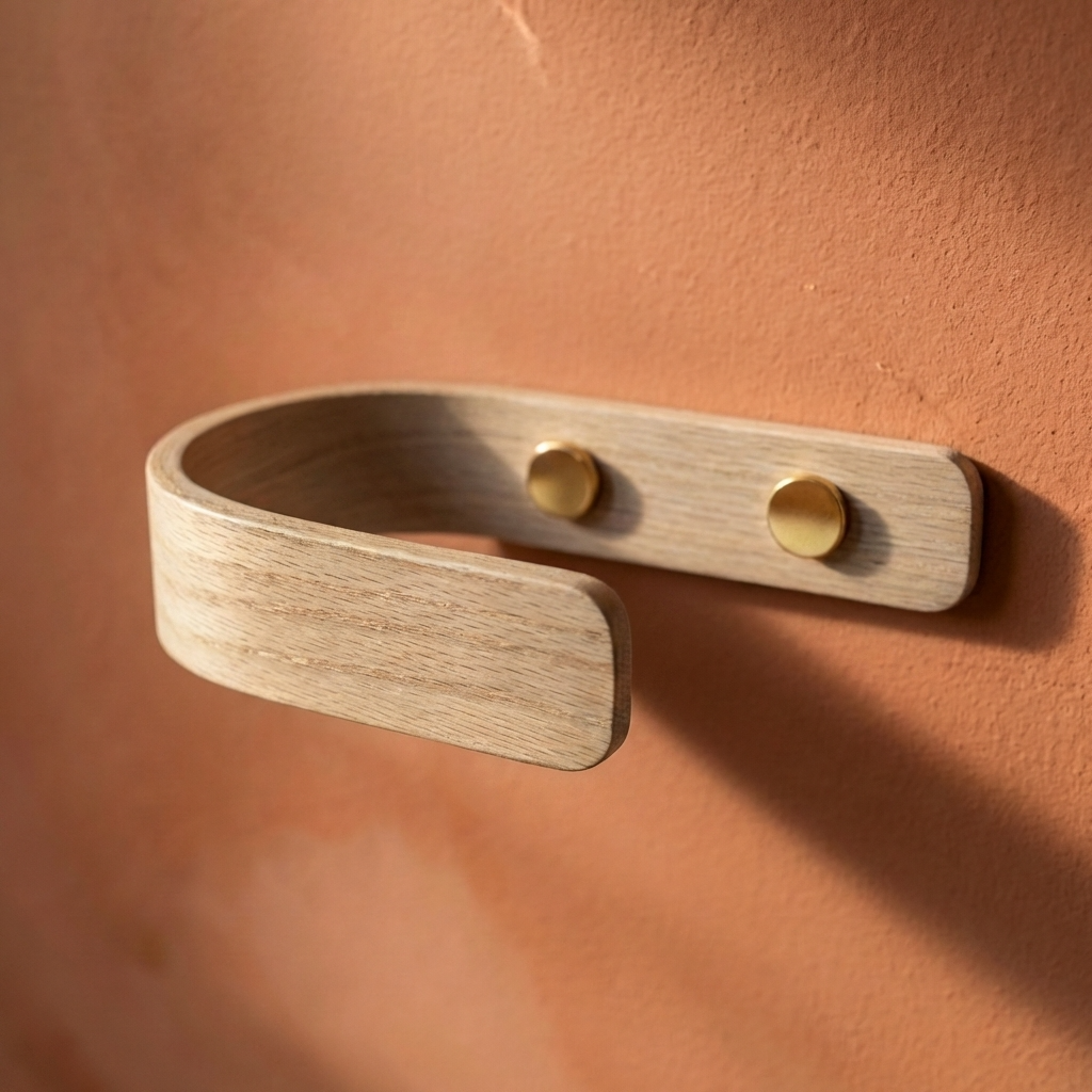 Retenues de rideaux en chêne Designer | Laiton | Un paquet de 2 