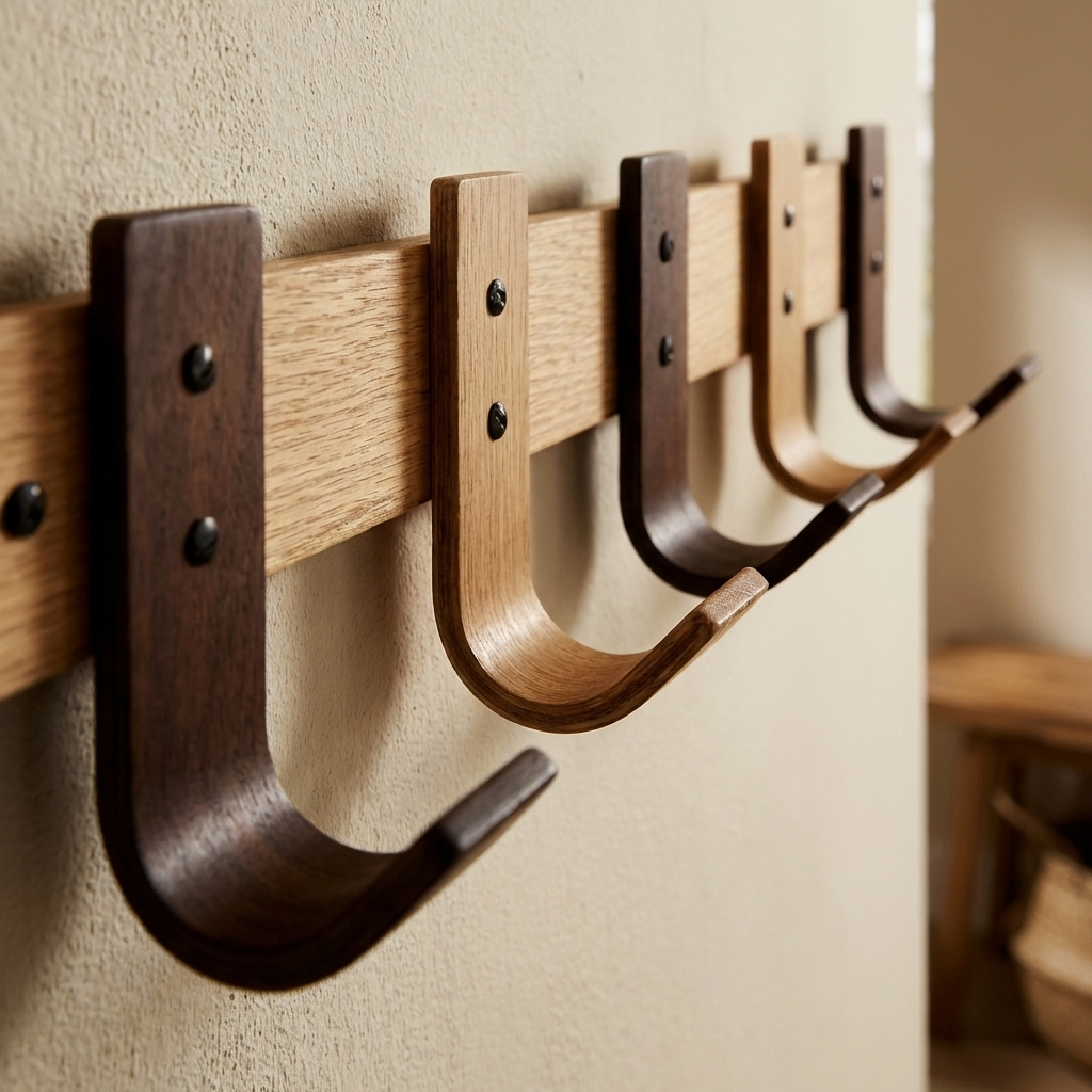 Detail showing oak and walnut wood grain and satin finish