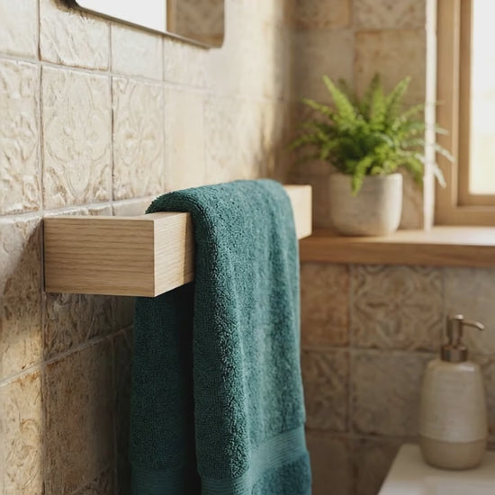 Modern ash wooden towel holder for bathroom