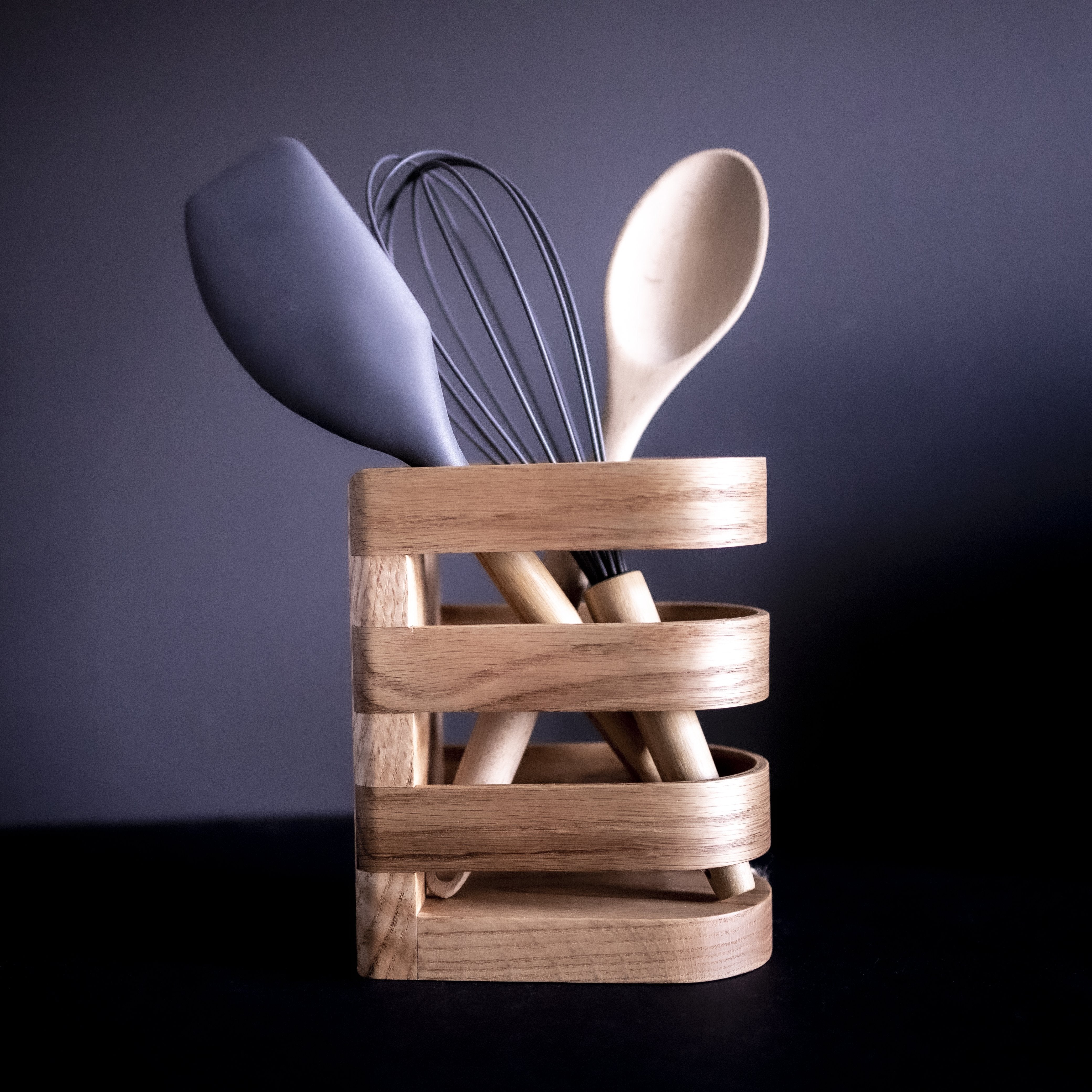 Porte-Pot Ustensiles de Cuisine Lux - Chêne 