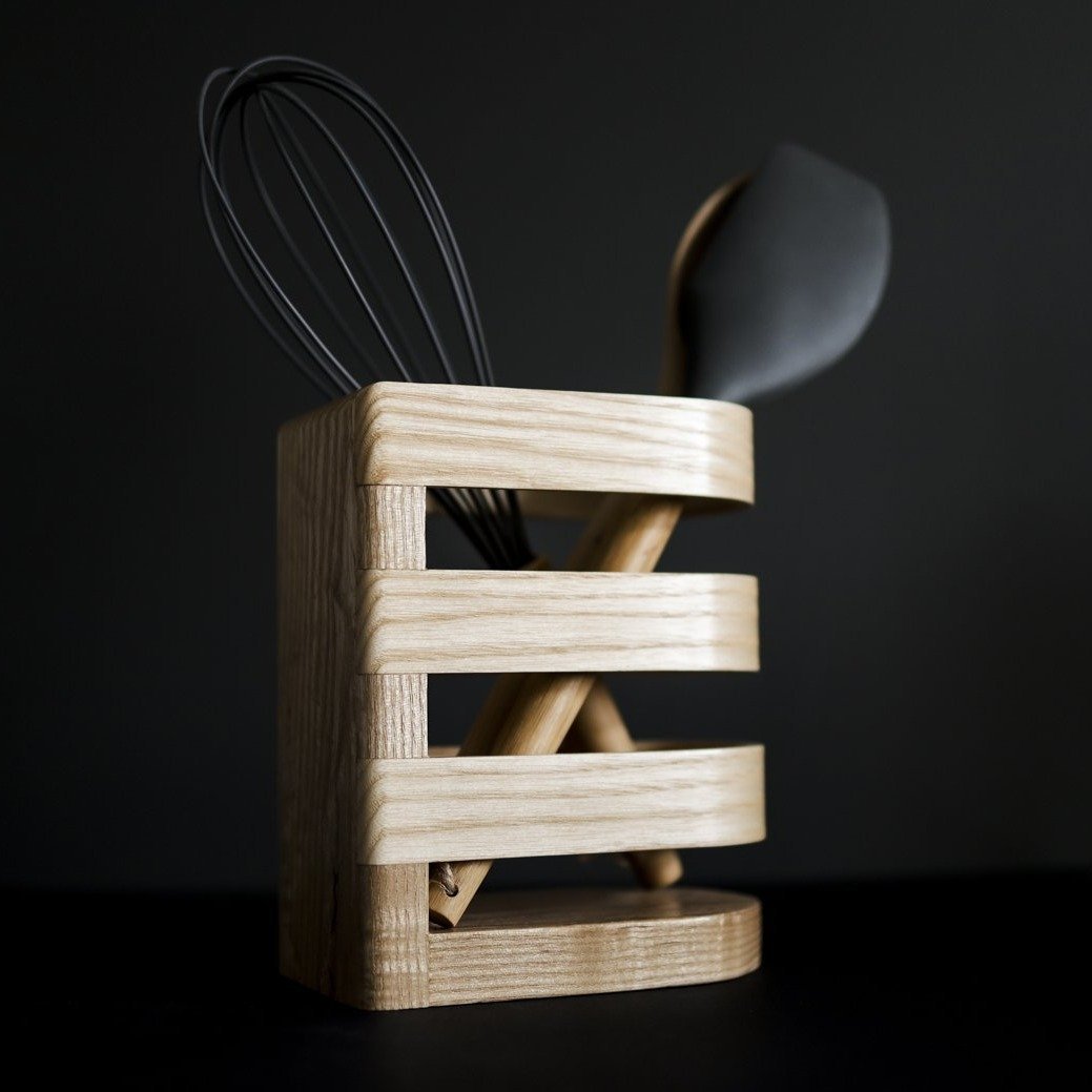 Porte-Pot Ustensiles de Cuisine Lux - Frêne 