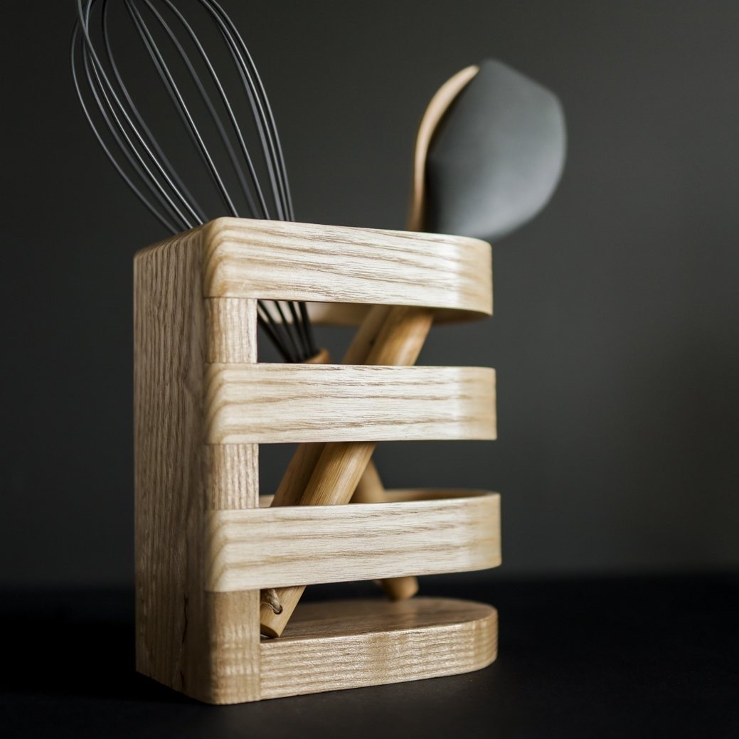 Porte-Pot Ustensiles de Cuisine Lux - Frêne 