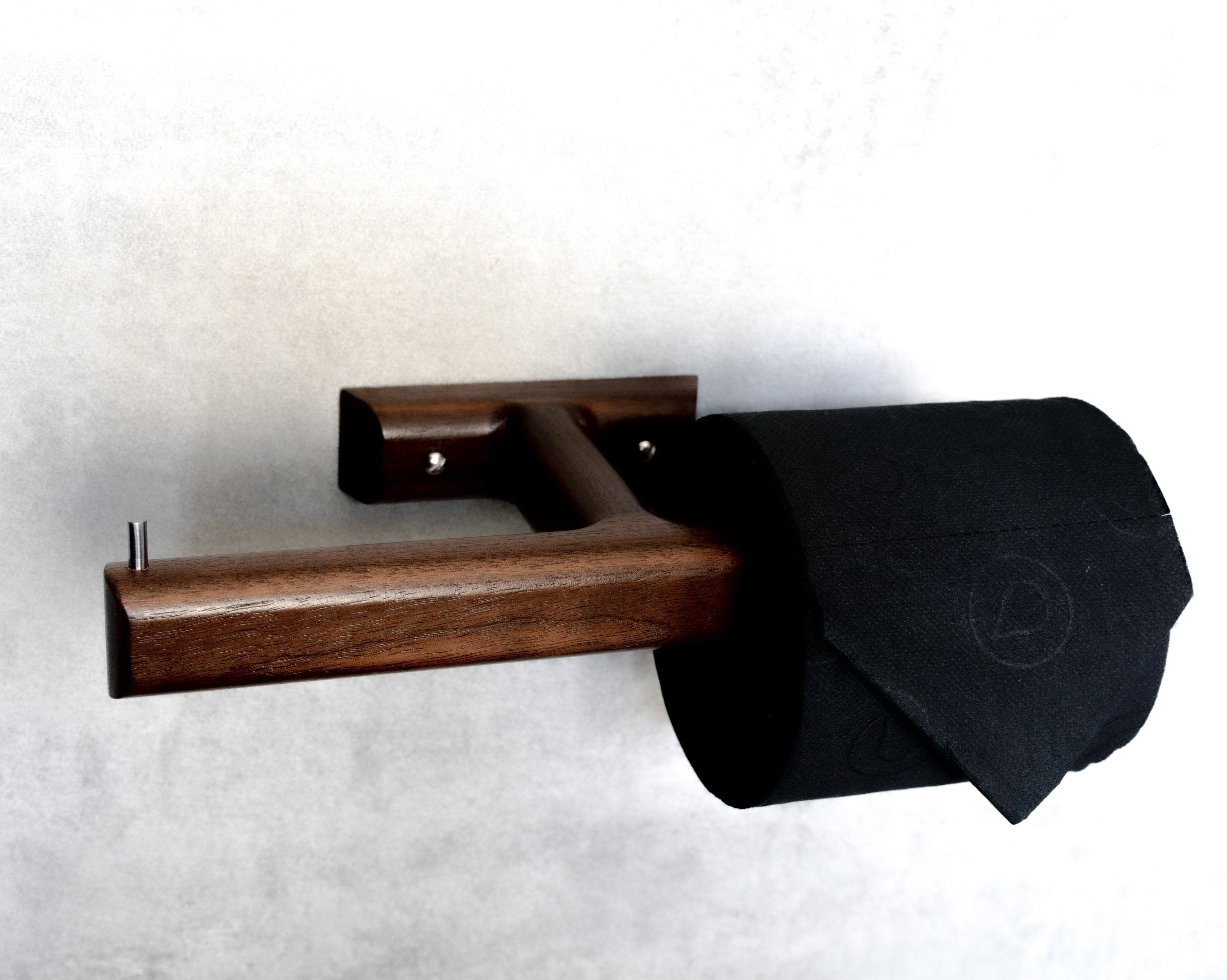 Walnut double toilet paper holder